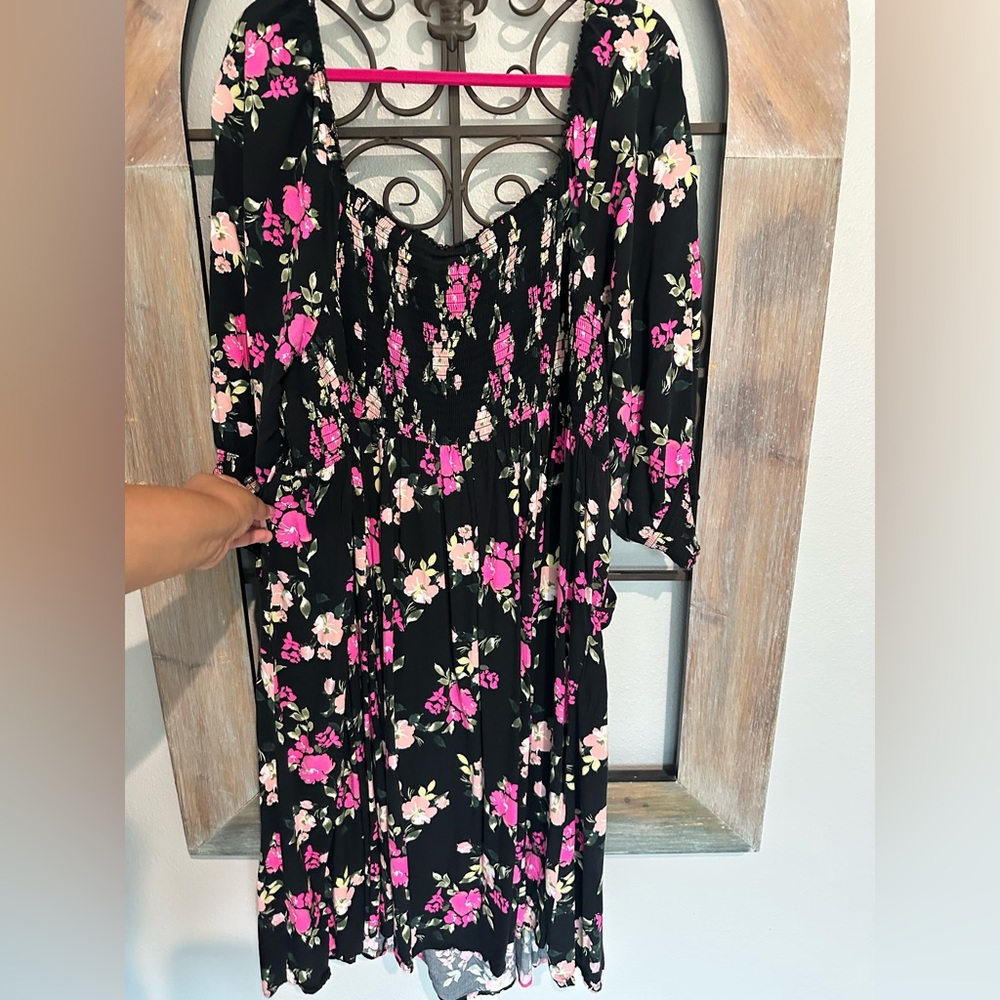 Torrid Black Dress with Pink Floral Design - Picture 3 of 6